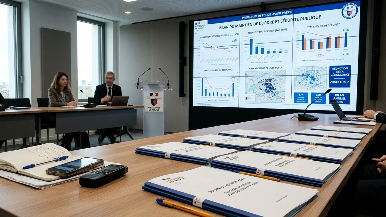 Un responsable administratif désignant un tableau rempli de graphiques et de formules chiffrées d'interventions.